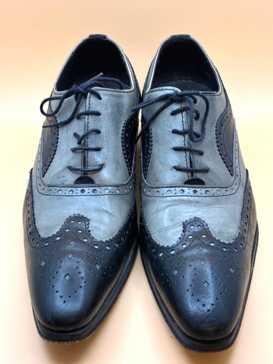 *EUC* DUCA Men’s Oxford Shoe Black & Grey Leather Lace Up Size 44 US 10.5 main image 8